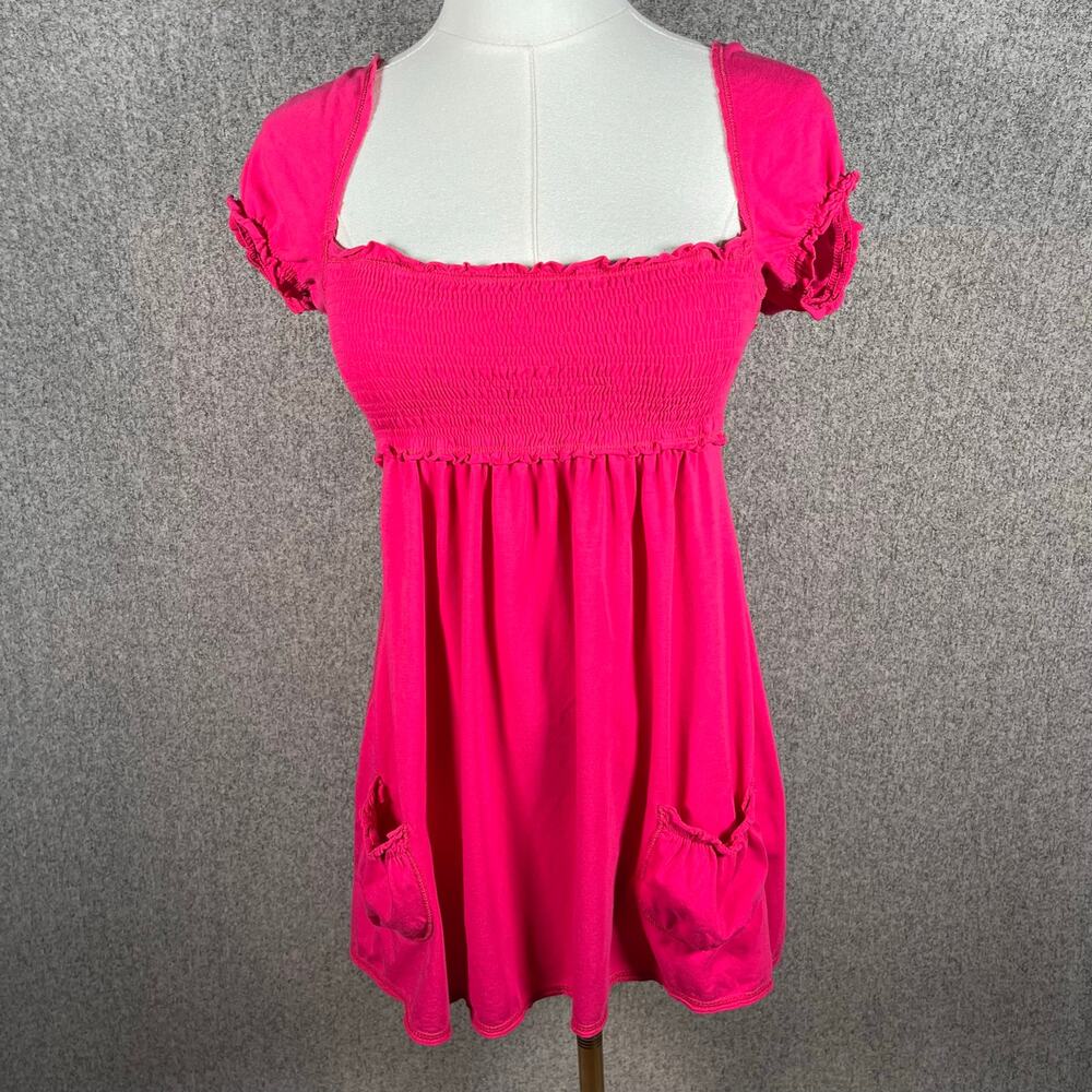 Y2K 90s Vintage Feminine Babydoll Girly 2000s Hot Pink Top Sz S/M